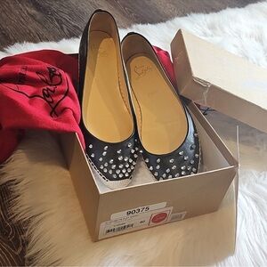 Christian Louboutin Black Studded Flats